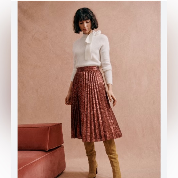 Sezane pleated sequin skirt size 2